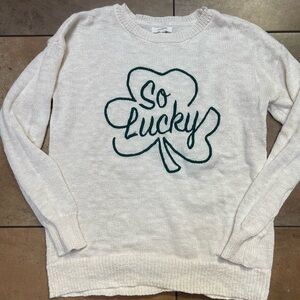 Maurices So Lucky Crewneck sweater St. Patricks Day Clover sz S XS